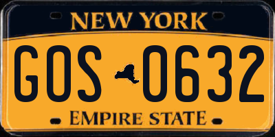 NY license plate GOS0632