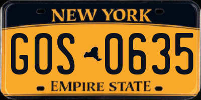 NY license plate GOS0635