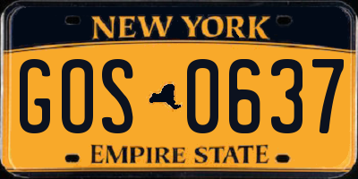 NY license plate GOS0637