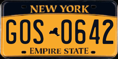 NY license plate GOS0642