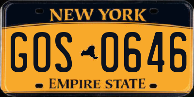 NY license plate GOS0646