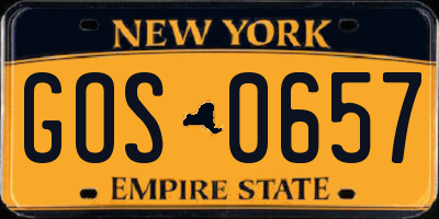 NY license plate GOS0657