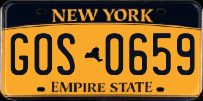 NY license plate GOS0659