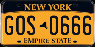 NY license plate GOS0666