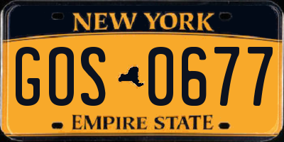 NY license plate GOS0677