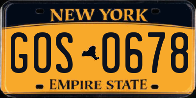 NY license plate GOS0678