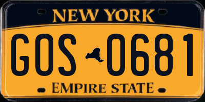 NY license plate GOS0681
