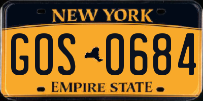 NY license plate GOS0684