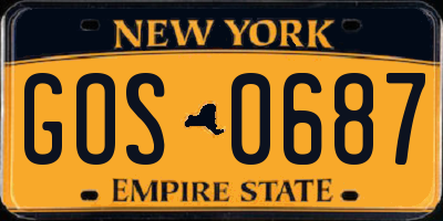 NY license plate GOS0687
