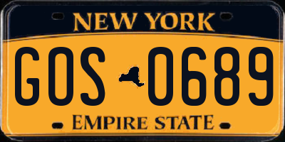 NY license plate GOS0689