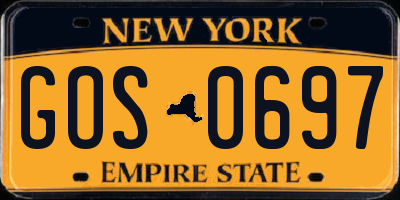 NY license plate GOS0697