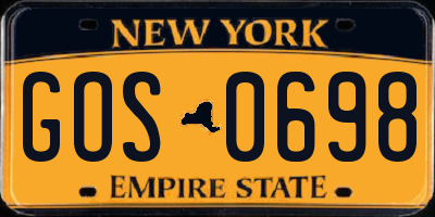 NY license plate GOS0698