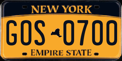 NY license plate GOS0700
