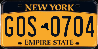 NY license plate GOS0704