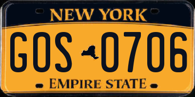 NY license plate GOS0706