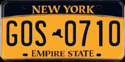 NY license plate GOS0710