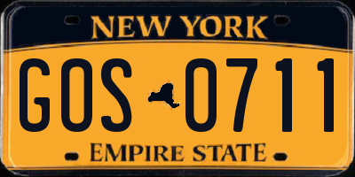 NY license plate GOS0711