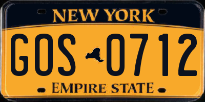 NY license plate GOS0712
