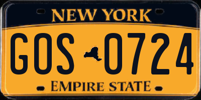 NY license plate GOS0724