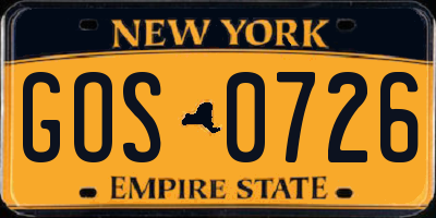 NY license plate GOS0726