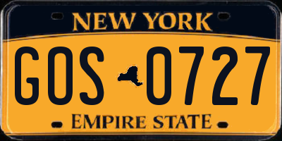 NY license plate GOS0727