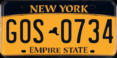 NY license plate GOS0734