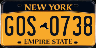 NY license plate GOS0738