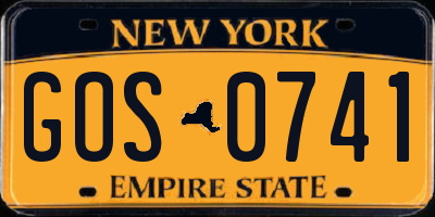 NY license plate GOS0741