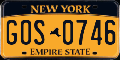 NY license plate GOS0746