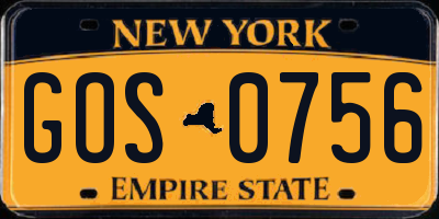 NY license plate GOS0756