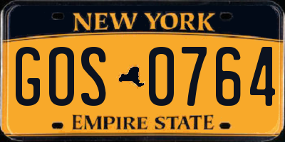 NY license plate GOS0764