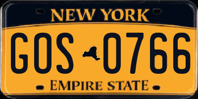 NY license plate GOS0766