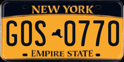 NY license plate GOS0770