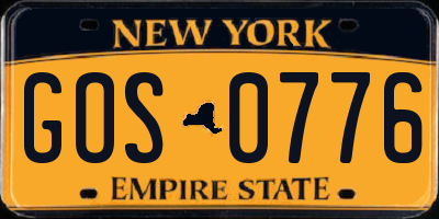 NY license plate GOS0776