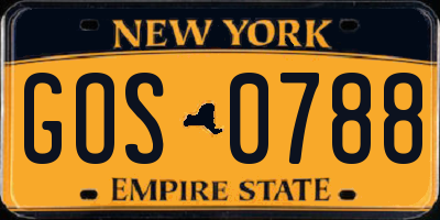 NY license plate GOS0788