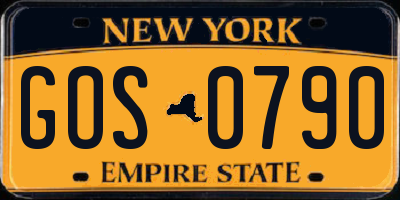 NY license plate GOS0790