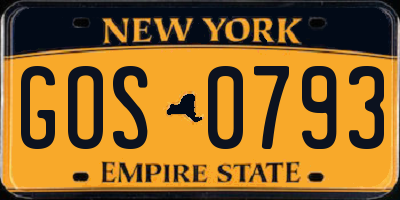 NY license plate GOS0793