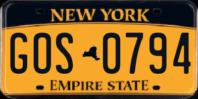 NY license plate GOS0794