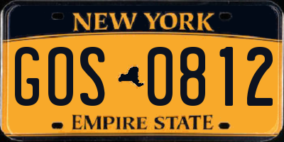 NY license plate GOS0812