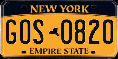 NY license plate GOS0820
