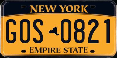 NY license plate GOS0821