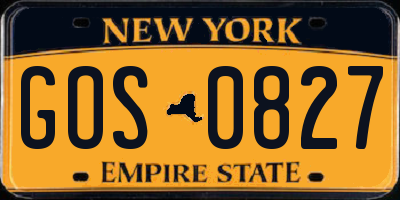 NY license plate GOS0827