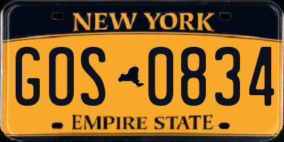 NY license plate GOS0834
