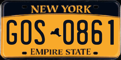 NY license plate GOS0861