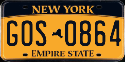NY license plate GOS0864