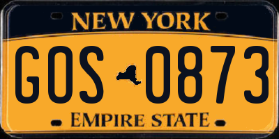 NY license plate GOS0873