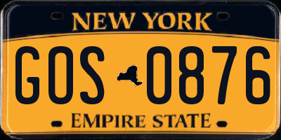 NY license plate GOS0876