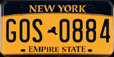 NY license plate GOS0884