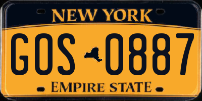 NY license plate GOS0887