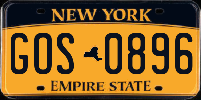NY license plate GOS0896